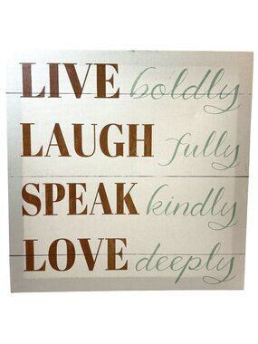 Canvas Print Wall Hanging Live Laugh Speak Love Beige Multi Country Decor